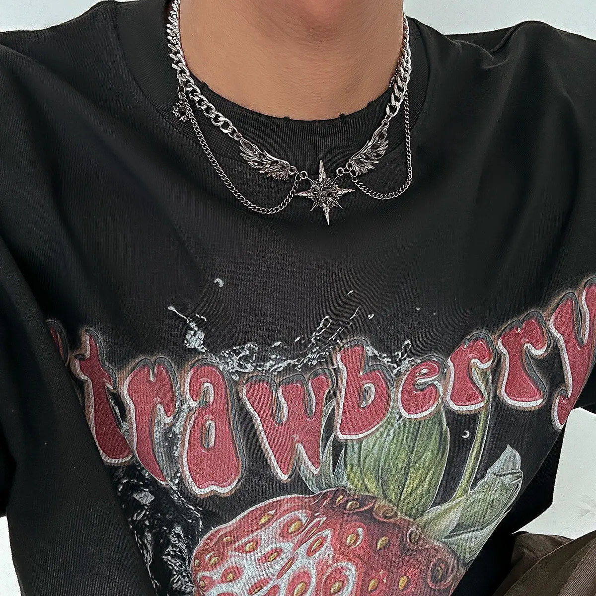 England Hip Hop Geometric Octagonal Star Wing Pendant Choker Necklace Goth Stainless Steel Chain Grunge Jewelry Steampunk Men 250509