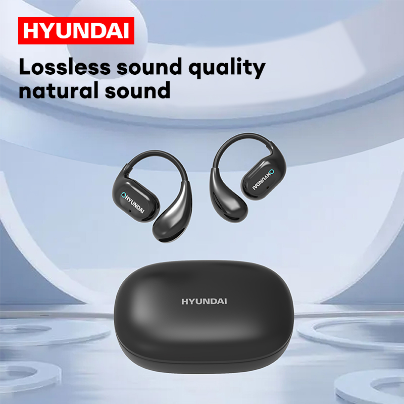 HYUNDAI Airpodsmax Headphones Clip on Bluetooth Earphones Open Sports Wireless Headset Waterproof HiFi Sound Long Lifetime Earbuds HY-C01