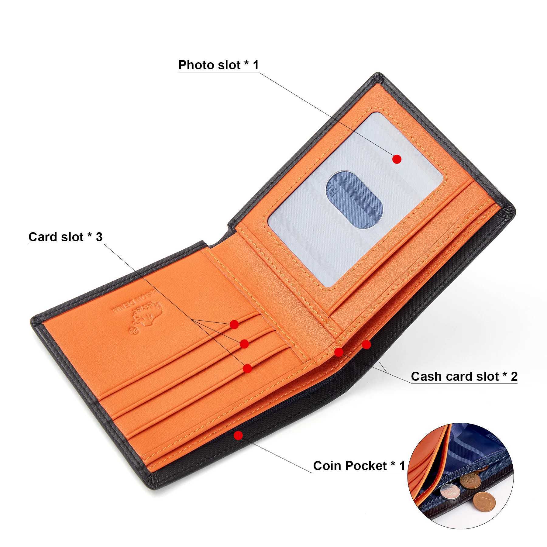 2024 Mens Carbon Fiber Short Wallet Designer RFID Block Card Clip Coin Pocket Wallet Gift Boyfriend Husband Father Z250509