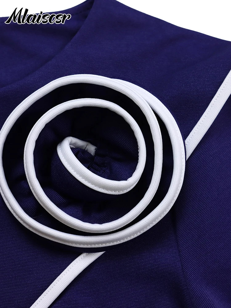 Mlaiscr Fashion African Medium Belt Womens 3D Flower 34 Sleeve ONeck Party Evening Office Women Bodycon Vestidos 250427