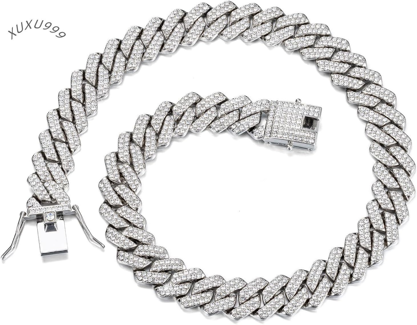 10Mm Sterling 6.5 Mm Lock Prong - Chains 3 Row Rose Bracelet 16Mm Baguette 925 Silver Gold Moissanite Cuban Link Chain