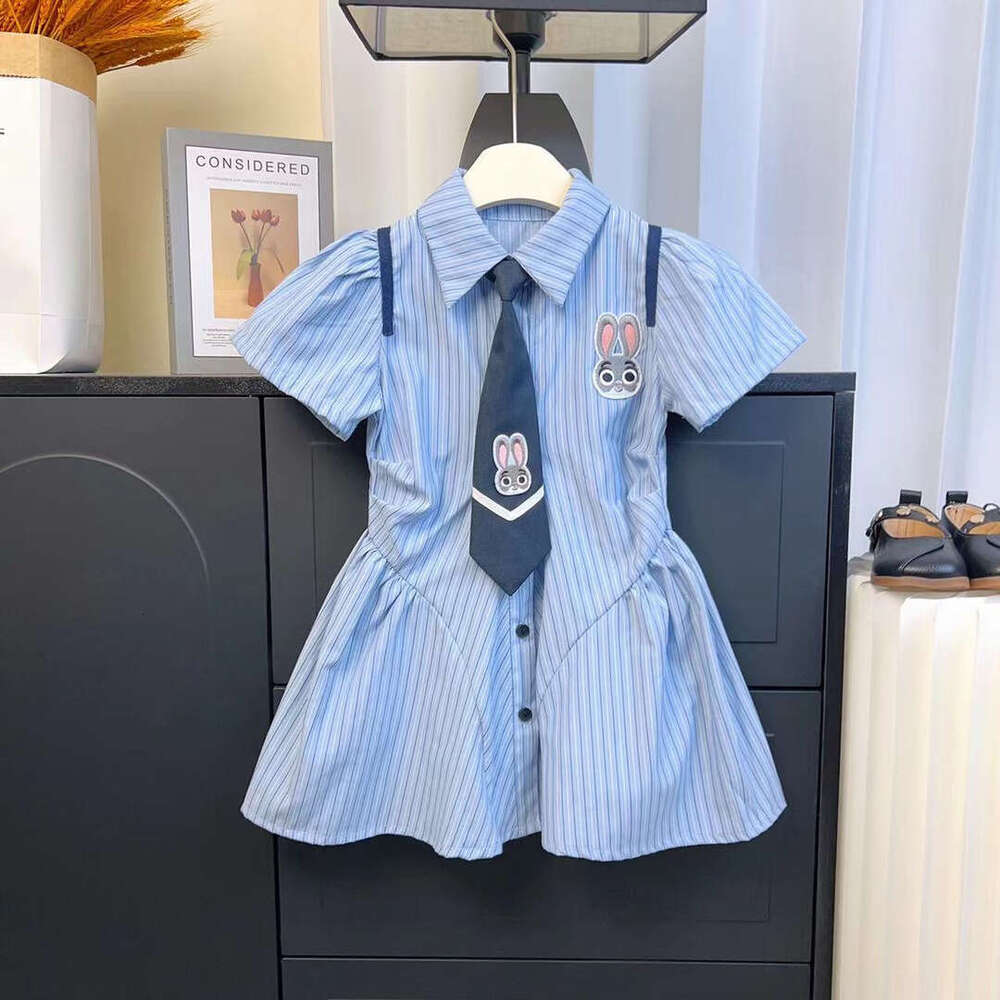 Girls' College Style 2025 New Children's Polo Collar Short Sleeved Shirt Skirt Baby Summer Dress