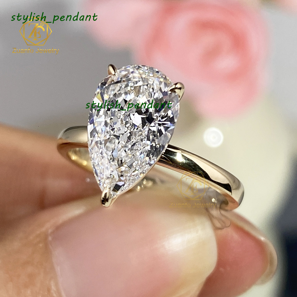 Best Price Luxury 14K 18K Solid Gold HPHT CVD 1-3CT Pear Cut Lab Grown Diamond Wedding Engagement Ring IGI GIA Certificate