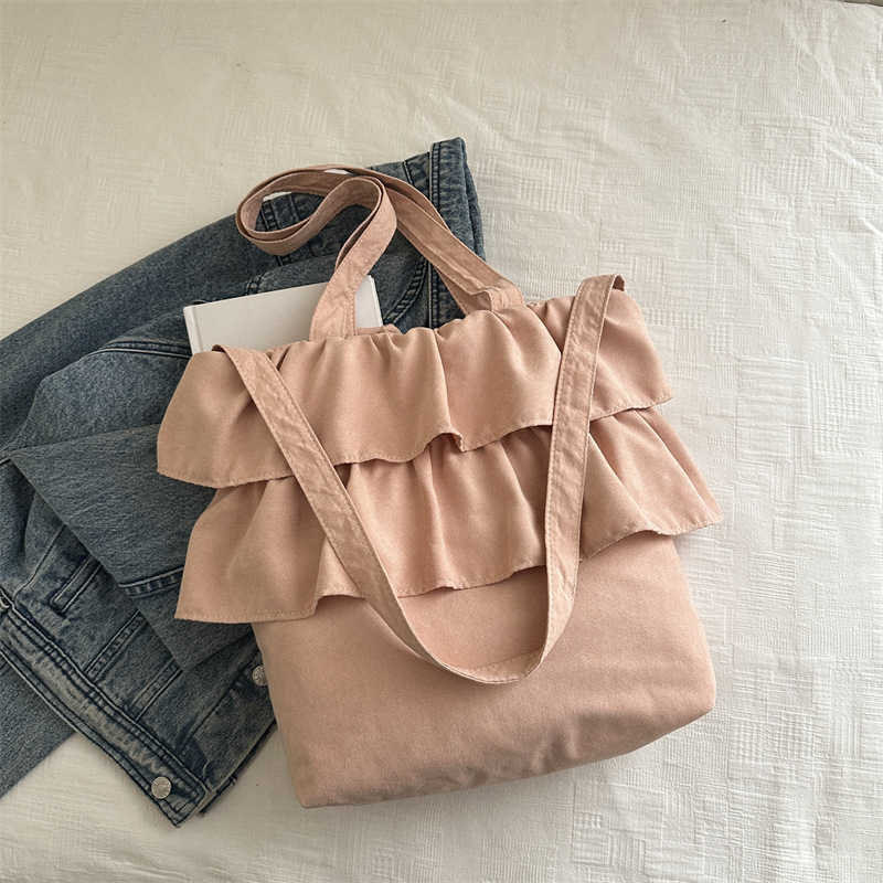 Fashionable and trendy pleated ruffled edge commuting minimalist tote bag with niche design, underarm bag with stylish and large capacity, single shou