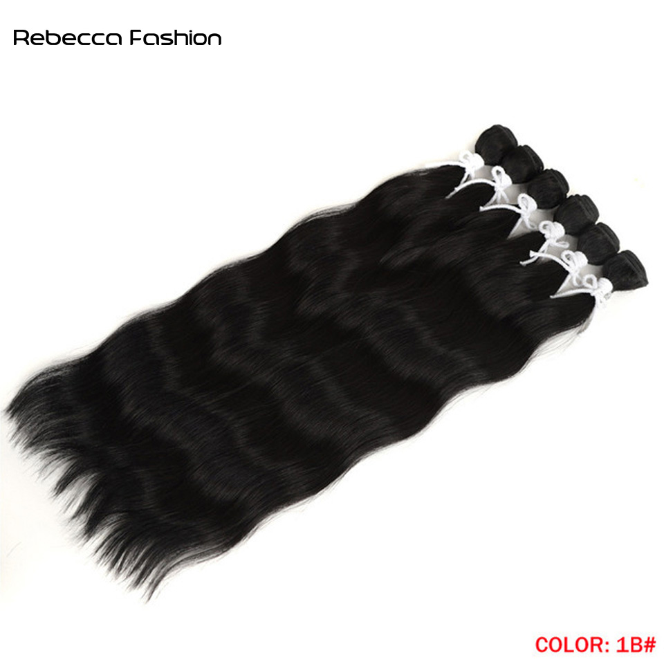 Rebecca Fashion Hair Loose Deep Water Wave Hair Bundles Synthetic Hair Extensions Ombre Blonde Weave Bundles 6Pcs/Pack 20inch Free Shipping