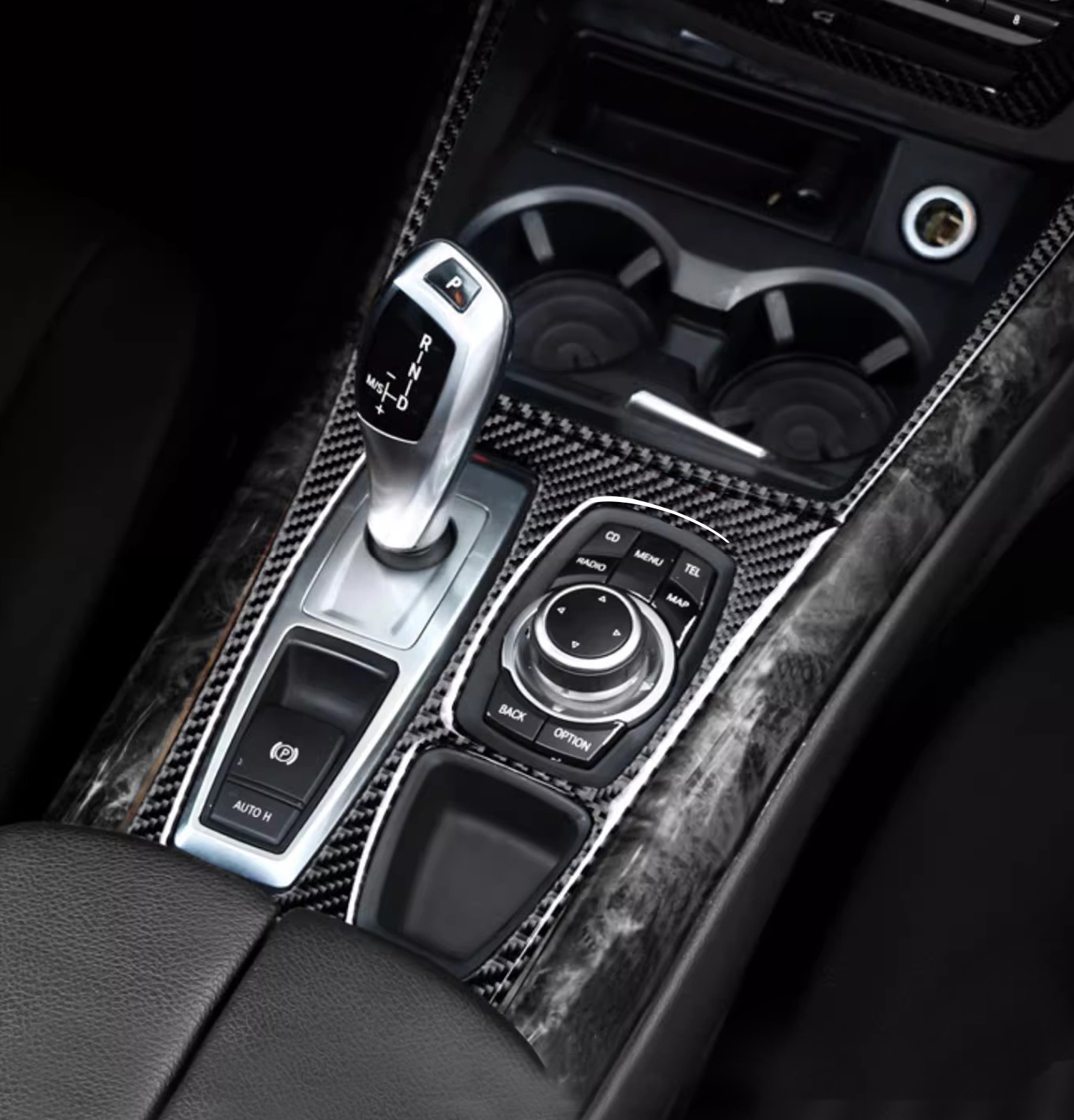 Carbon Fiber Car Inner Control Gear Shift Cover Trim interior Stall Decoration decorative Panel sticker for BMW E70 E71 X5 X6 Accessories