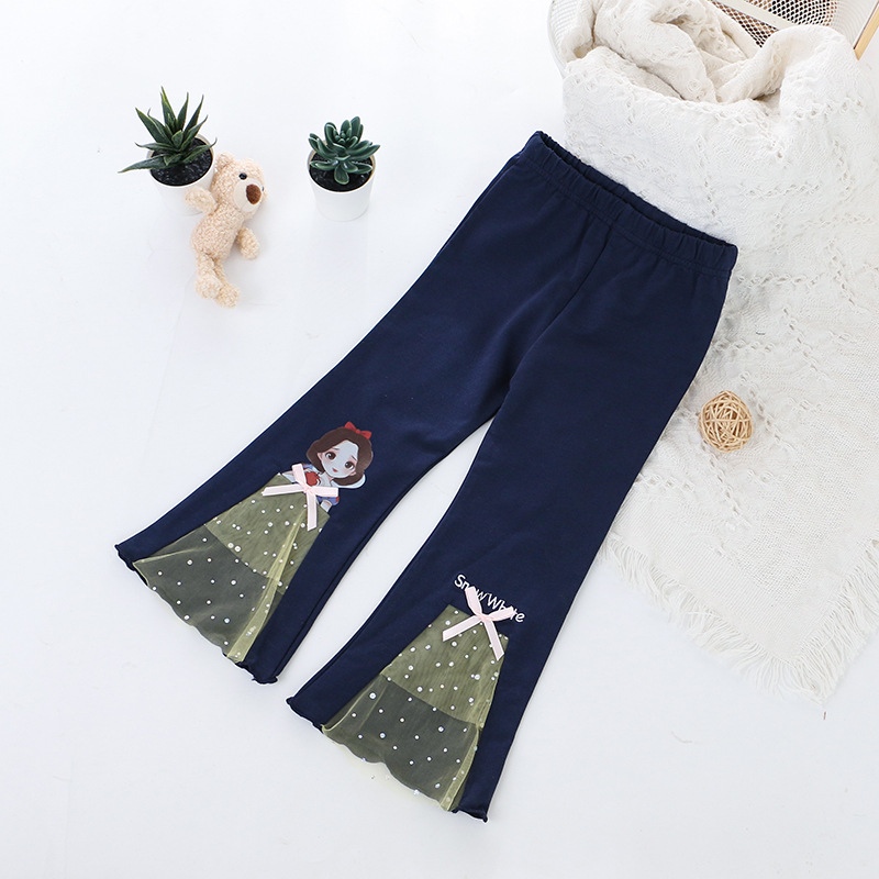Disney's Frozen Elsa Princess kids designer clothes Children's Leggings Bell Bottom Pants Princess Cartoon Print Girl Long Pants Princess Pr