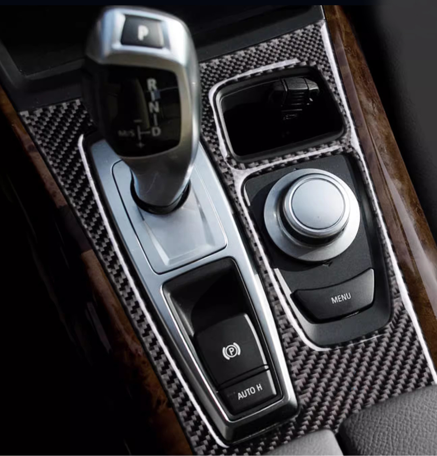 Carbon Fiber Car Inner Control Gear Shift Cover Trim interior Stall Decoration decorative Panel sticker for BMW E70 E71 X5 X6 Accessories