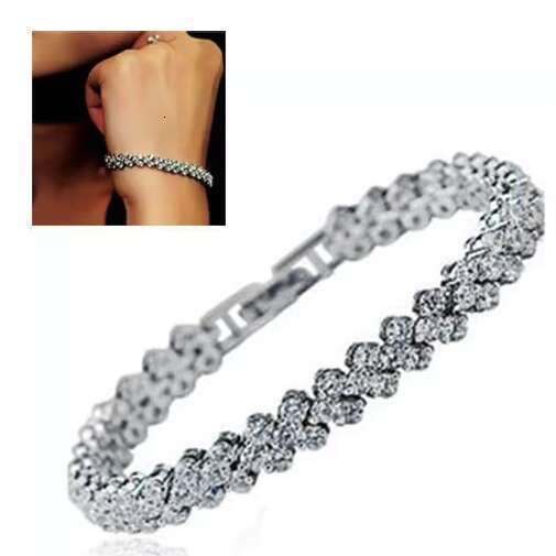 DHCollections Zircon Tennis Chain Bracelet, Adjustable Crystal Bangle for women