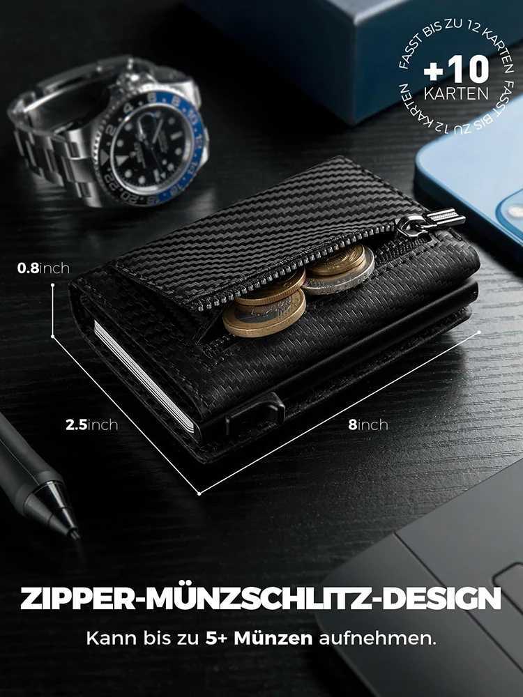 YATBEST Mens Wallet with Zipper Replacement Bag Card Clip Ultra Thin Magnetic RFID Anti theft Brush Aluminum Box Card Bag Z250509