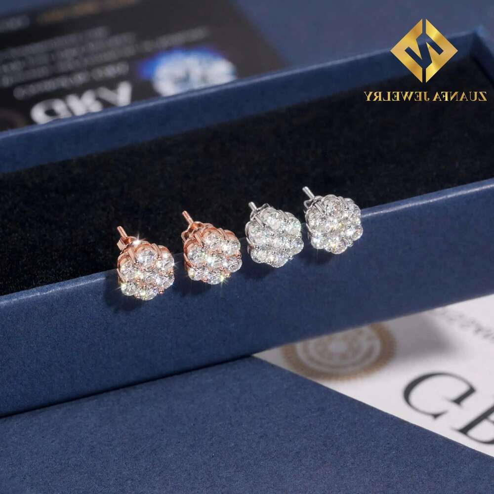 9mm Sun wer Design Sterg Sier VVS Moissanite Stud Hip Hop Earring Jewelry For Men Women designer bag