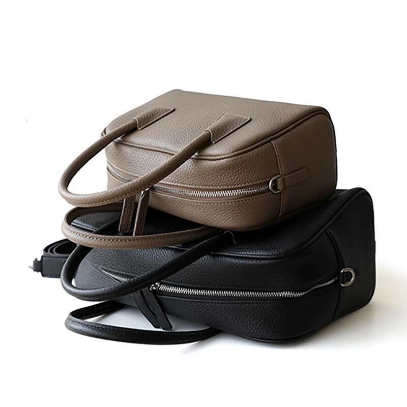 Genuine Leather Boston Bag For Women Designer Handbag Purse 2025 New In Vintage First Layer of Cowhide Shoulder Crossbody