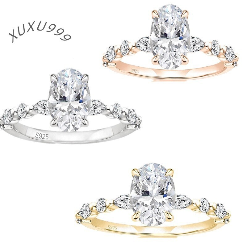 Moissanite Sterling Silver Natural Emerald Pear Pink Rings 2Ct Lab Diamond Engagement Ring For Women Stainless Steel
