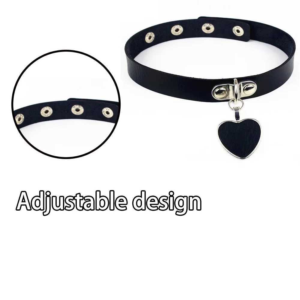 Adjustable BDSM Leather Collar with Chain for Couples Fetish Play Role-Playing Sex Toy Sexy Bondage SM Toy W250509