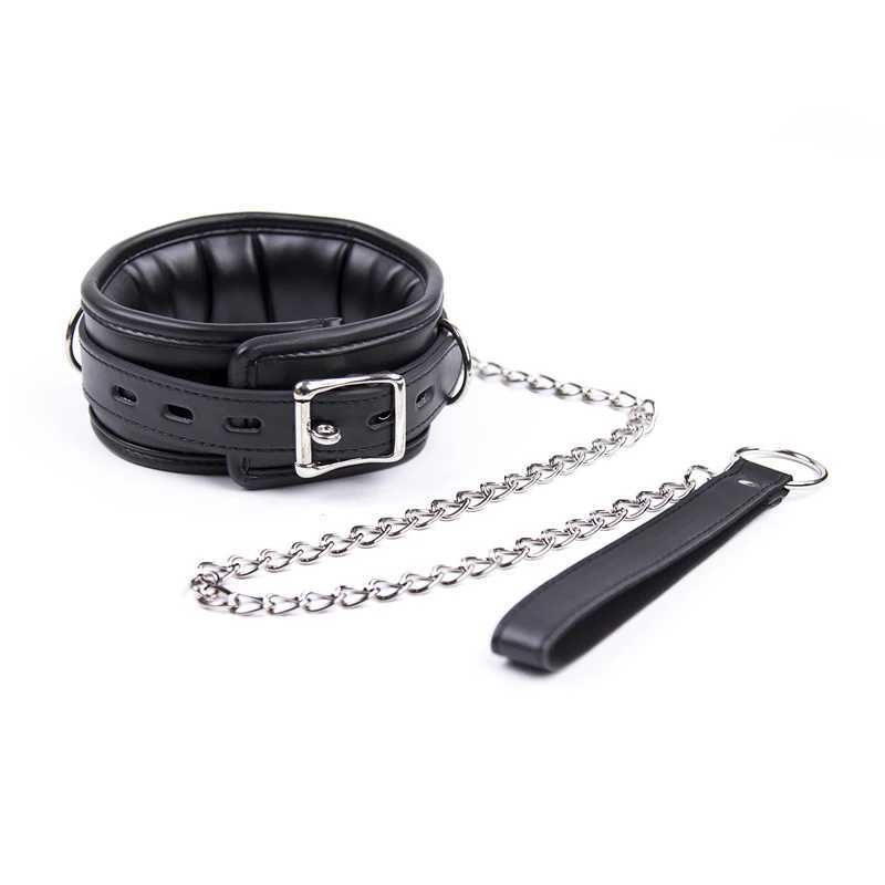 Bdsm Collar Leather And Iron Chain Link Sponge Filling Bdsm Slave Collars Women Bondage Collar Sex Toys For Couples Adults W250509