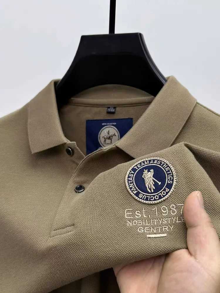 100% Cotton Mens Polo Shirt Short Sleeve Exquisite Embroidered Brand lapel T-shirt 2024 Summer New Breathable Casual Top Z250509-1