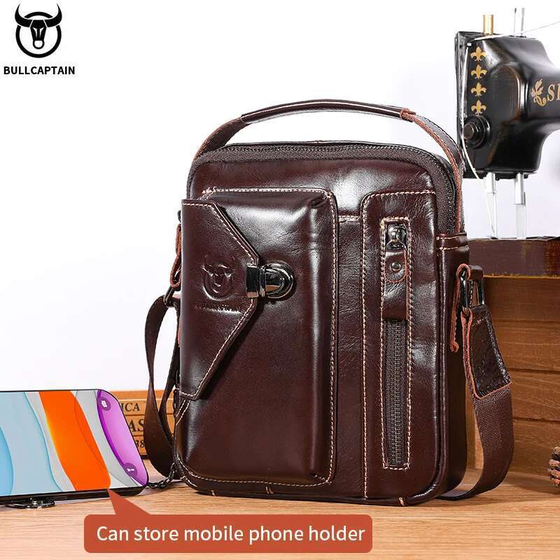BULLCAPTAIN Genuine Leather Crossbody Suitable For 7.9-Inch Ipad High Quality Men's Mini Business Shoulder Bag