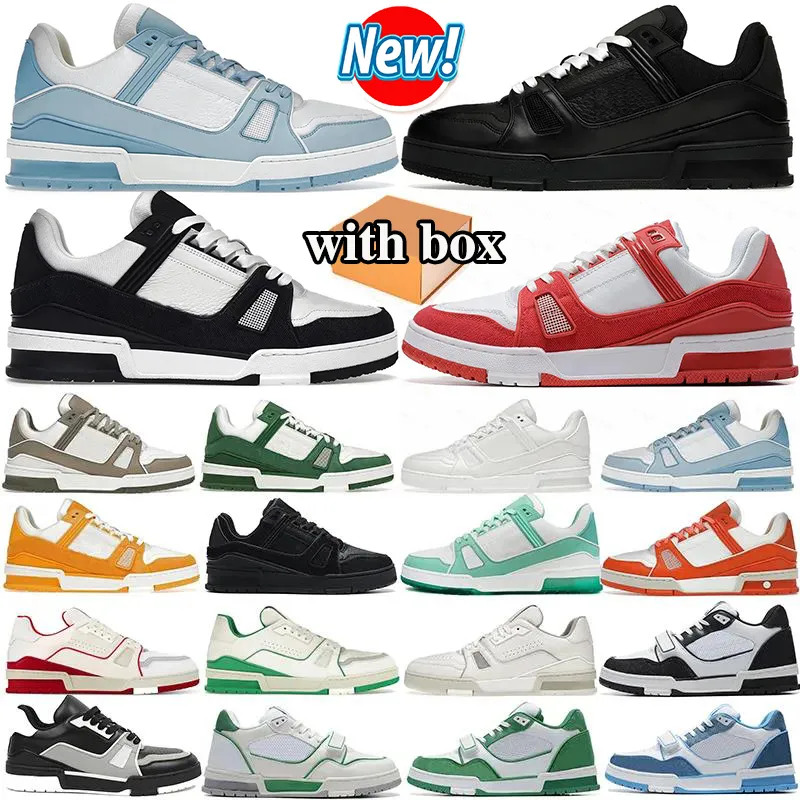 Lvt Shoes With Box Women Mens Shoes Designer shoes Trainer Sneakers Low Black White Blue Orange Green Yellow Pink Brown Mens Trendy Tennis Jogging Walking Chaussure