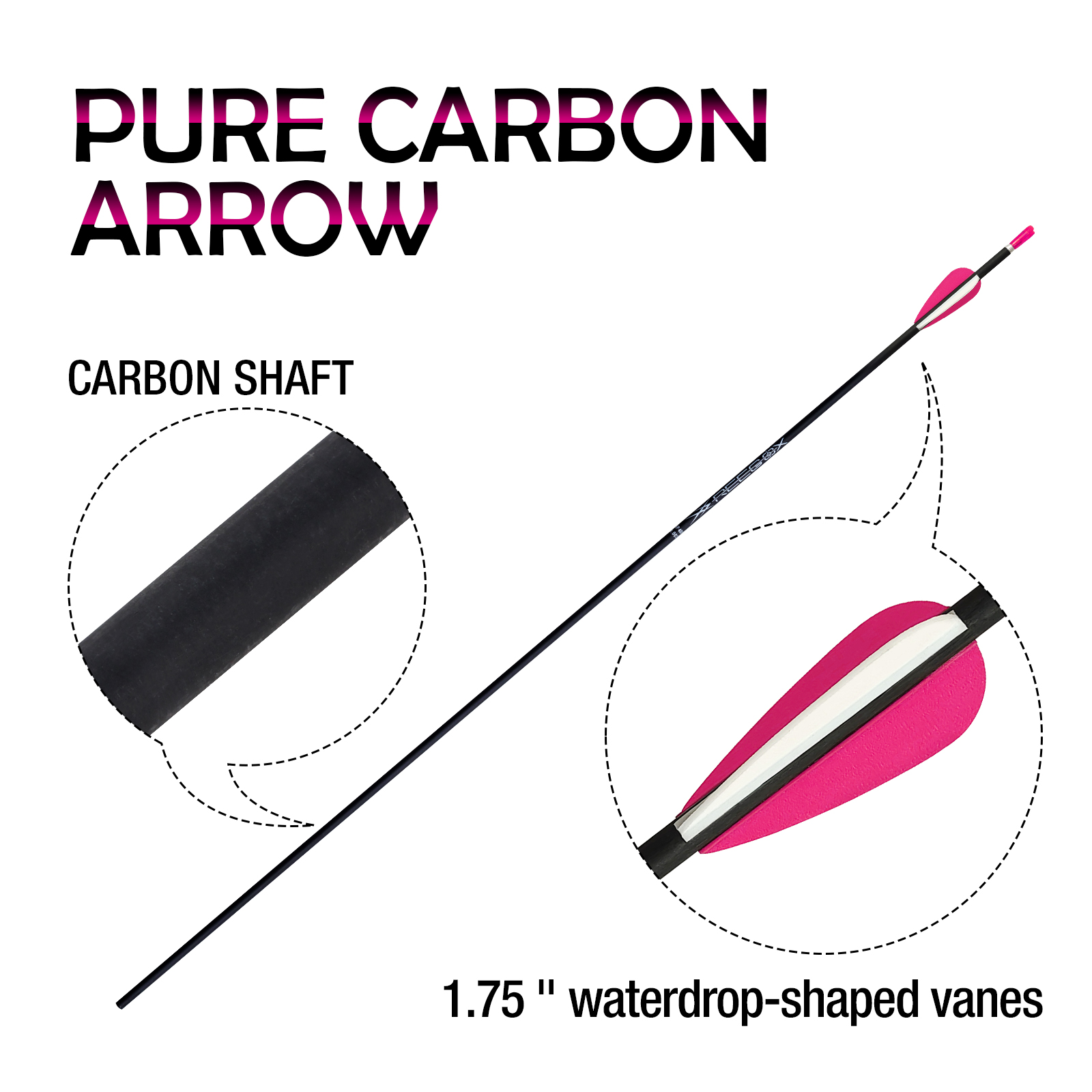 Archery Arrows without Arrow Heads Spine350-1500 31inch Targeting Arrows 4.2mm Hunting Arrows Carbon Practice Arrows for Recurve Bow & Compound Bow Pi