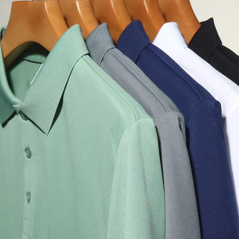 Mens Fashionable Solid Color Short Sleeved Polo Shirt for Summer Ventilation Z250509-1