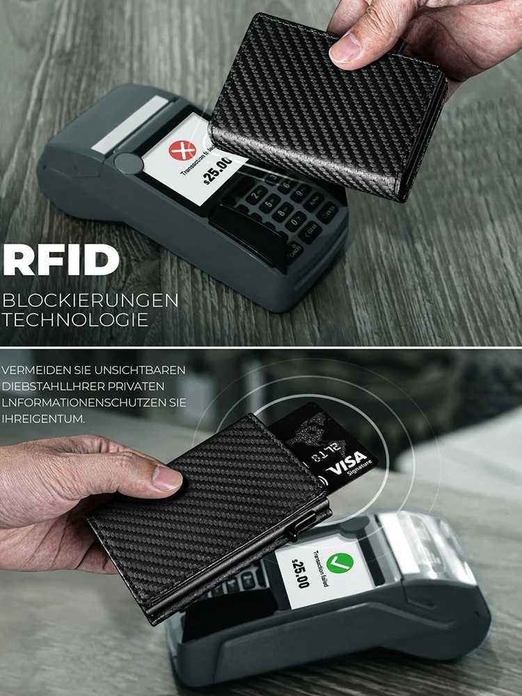 YATBEST Mens Wallet with Zipper Replacement Bag Card Clip Ultra Thin Magnetic RFID Anti theft Brush Aluminum Box Card Bag Z250509