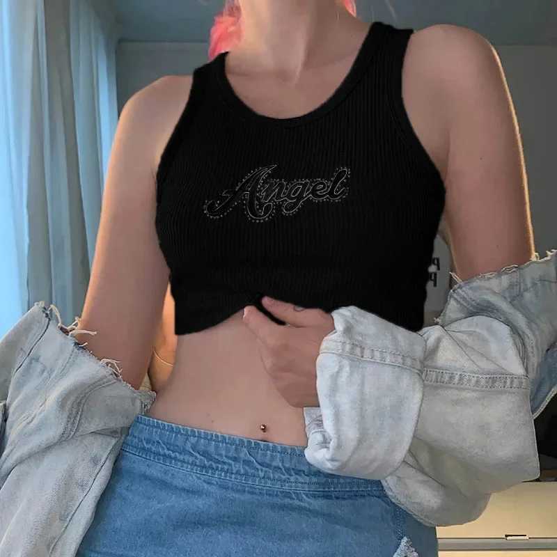 Sexy angel letter knitted vest womens top nude striped top casual sleeveless top strapless top strapless topXJ250508