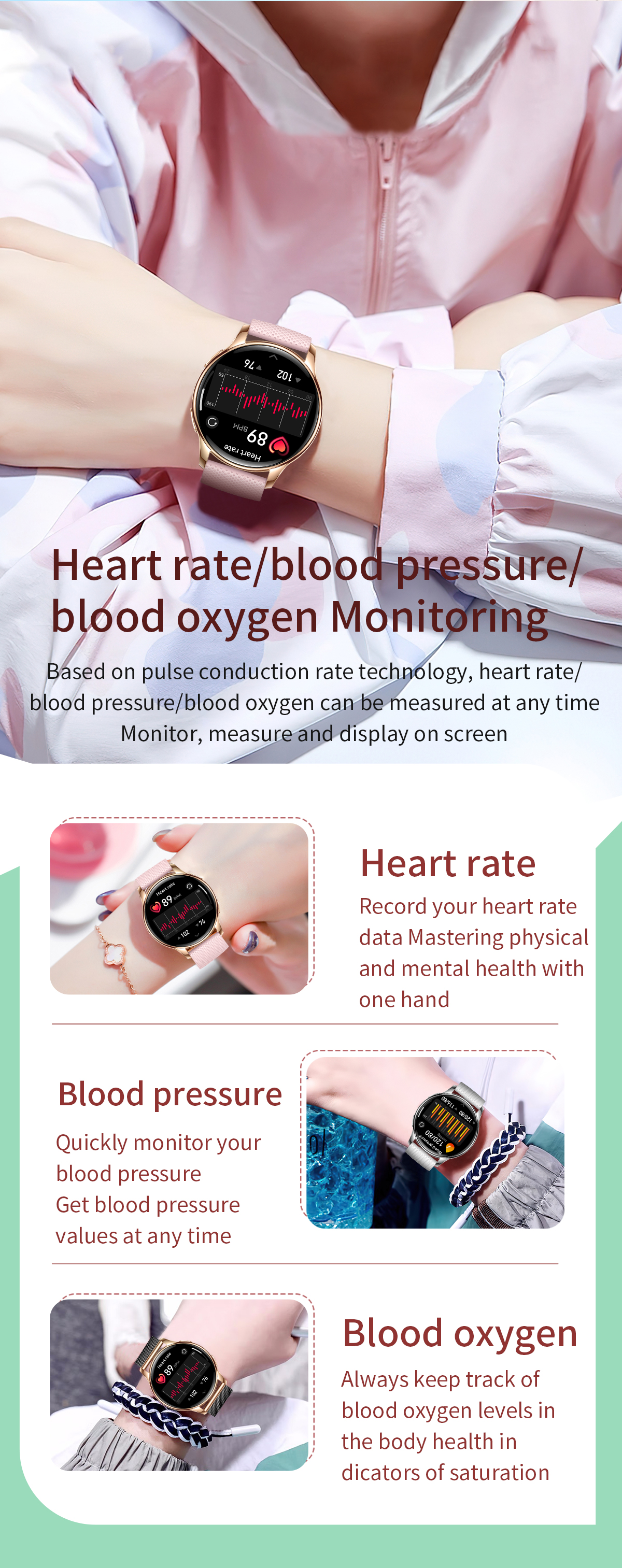 Smart Watch for Men Women with Blood Pressure Unisex Waterproof Activity Band Trackers with Advanced Health Metrics Support All OS Systems mechanical 