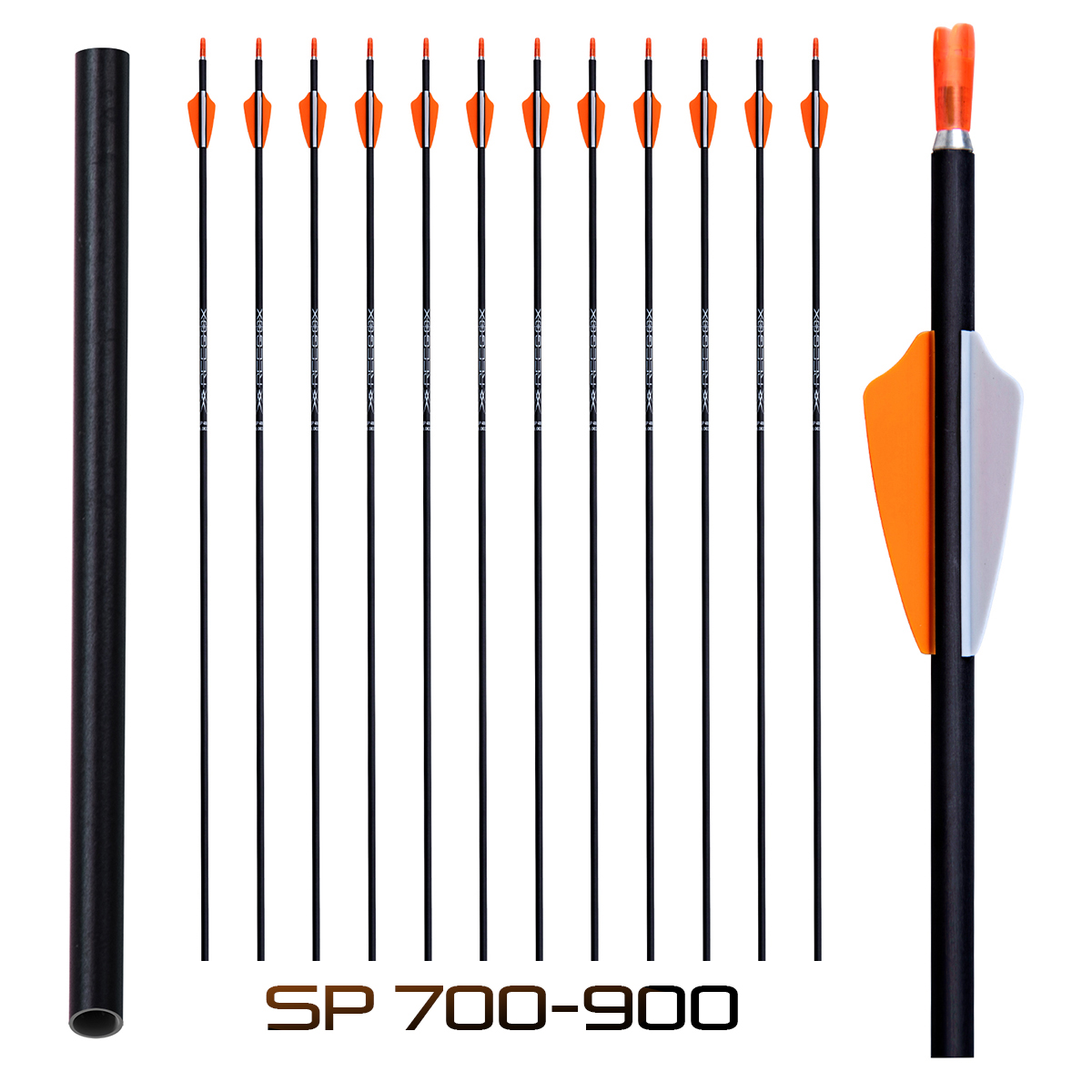 Archery Arrows without Arrow Heads Spine700-900 31inch Targeting Arrows 4.2mm Hunting Arrows Carbon Practice Arrows for Recurve Bow & Compound Bow (12