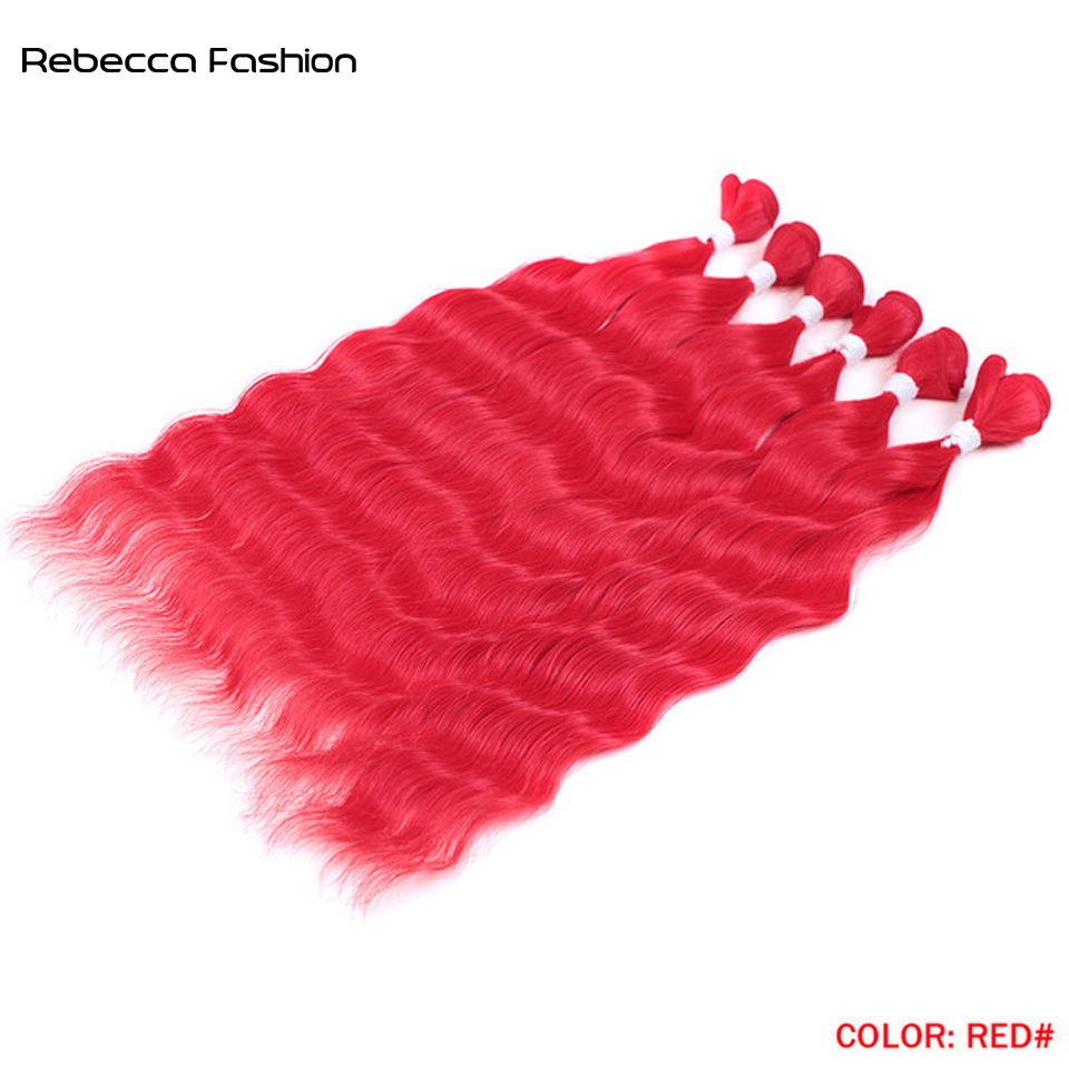 Rebecca Fashion Hair Loose Deep Water Wave Hair Bundles Synthetic Hair Extensions Ombre Blonde Weave Bundles 6Pcs/Pack 20inch Free Shipping