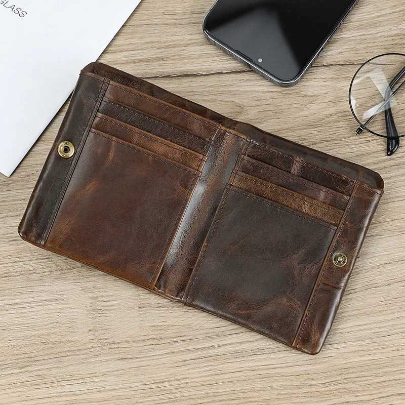 Newsbirds Leather Short Wallet Card Purse Bifold Coins Holder Short Purse Male Leather Mens Wallet Real Cowskin Zipper Wallet Z250621