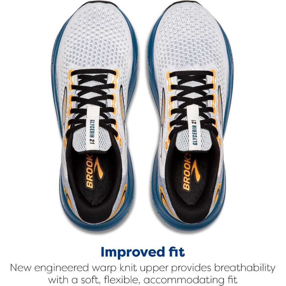 Brooks Mens Glycerin 21 Neutral Running Shoes Casual Sneakers Cushioned Comfort Breathable Sports Training Jogging ShoesC250509