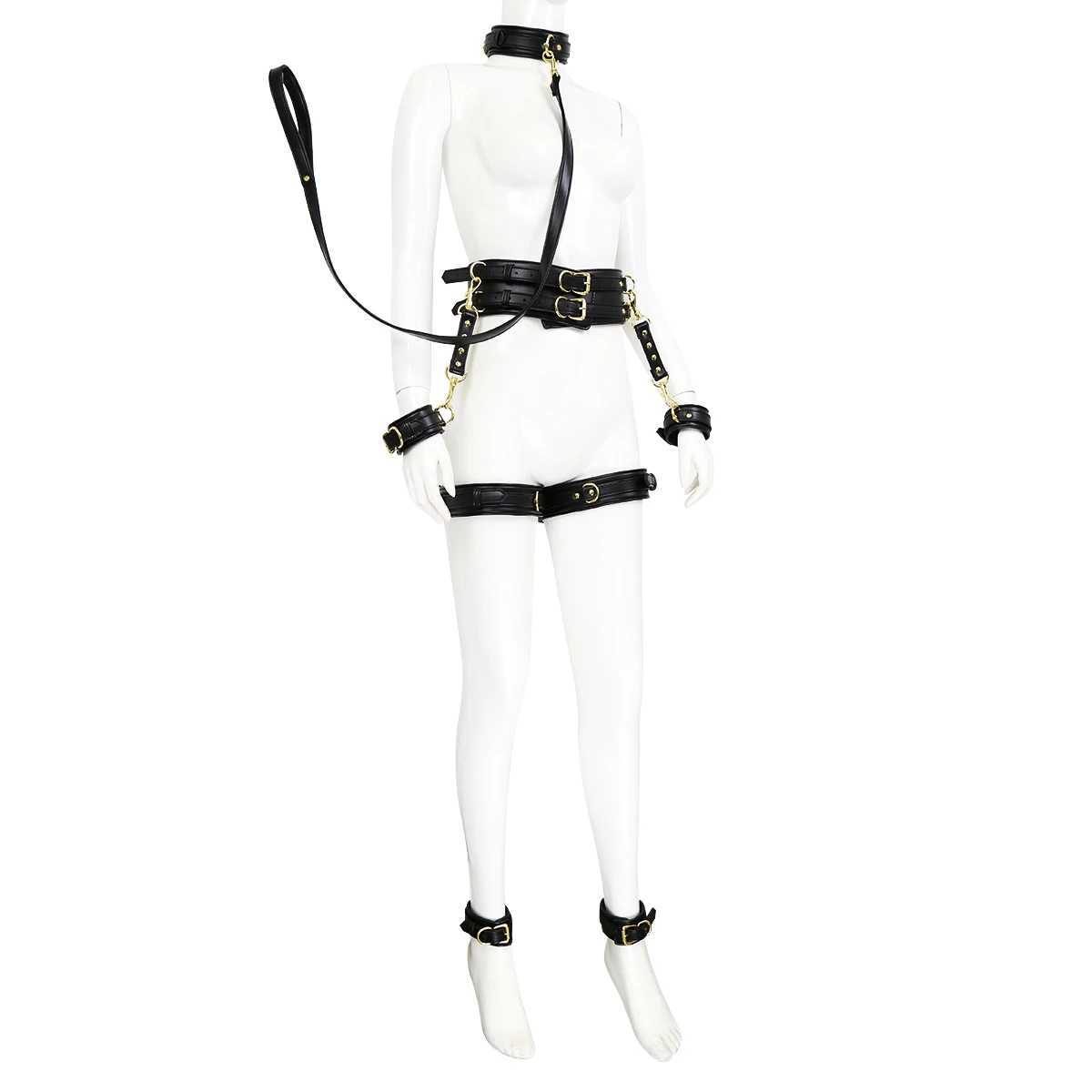 Puppy play SM Bondage Kit Collar Waistband Wrist cuffs Ankle brace Thigh cuff Adult Games Restraints Handcuffs Sex Toys W250509 - view 3