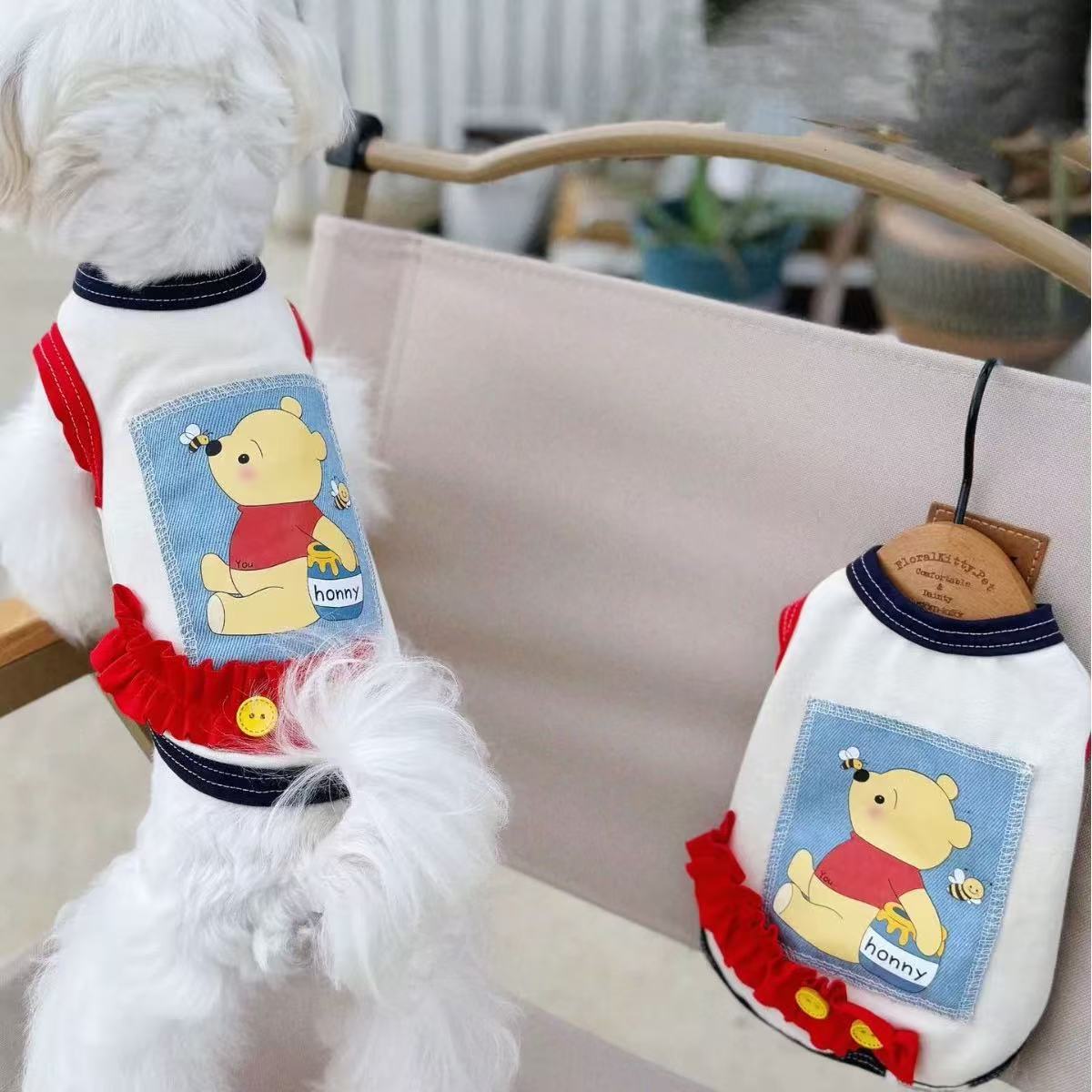 T00170Pure cotton early autumn pet dog vest small dog puppy autumn clothes Yorkshire terrier Maltese clothes 2024 new