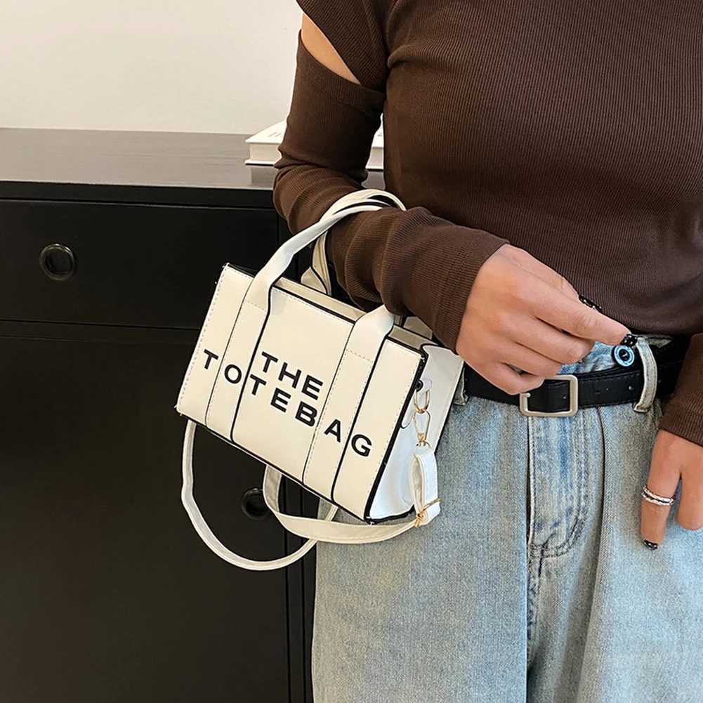 Women Shoulder Bag Contrast Letters Fashion Ladies Tote Bag PU Leather Portable Casual Simple Adjustable Straps Female Satchel Z250509