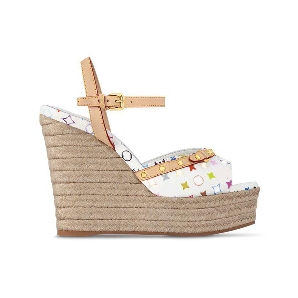 1AGYX0 TM Helios Wedge Sandals womens shoes fashion espadrille high heels genuine leather murakami collection dsigner high quality slippers leisure gift GS1624