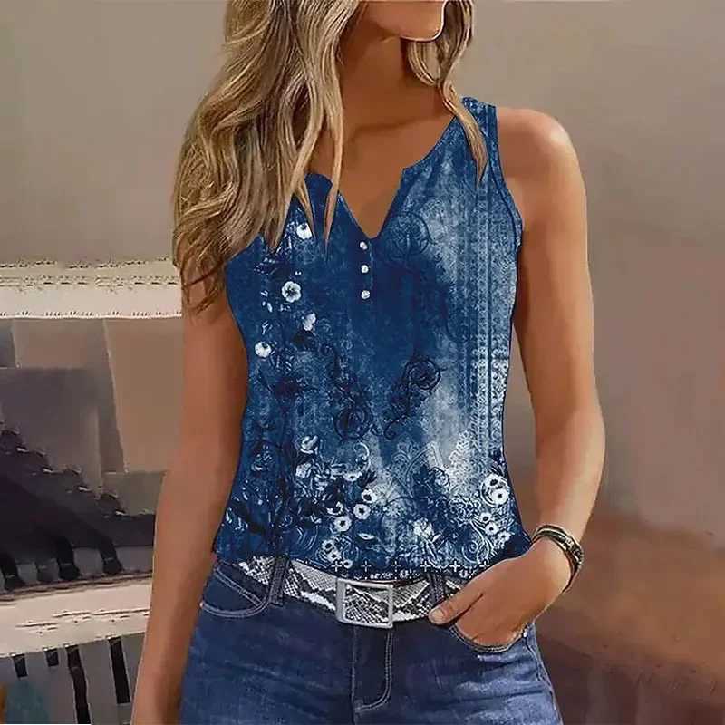 2024 New Casual Small Vest T-shirt Suspenders Woman Clothes Fashion V-neck Painted Grace Top Ladies Tank Top Camisole for SummerXJ250508
