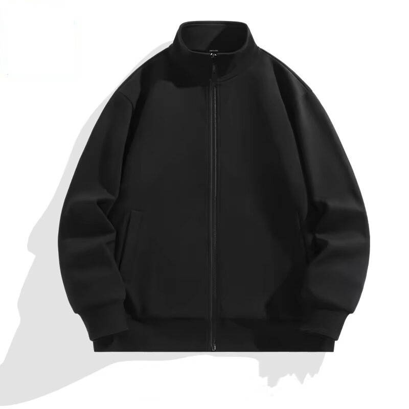 New stand up collar cardigan jacket autumn wear, loose casual jacket, trendy sports long sleeved sweatshirt for men's top