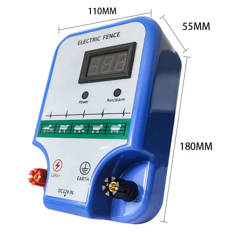 Electronic Fence Charger,Electric Fence Safe High Voltage Pulse Controller with LED Display for Wildlife Livestock,Poultry, Gardens, Or chards Protect