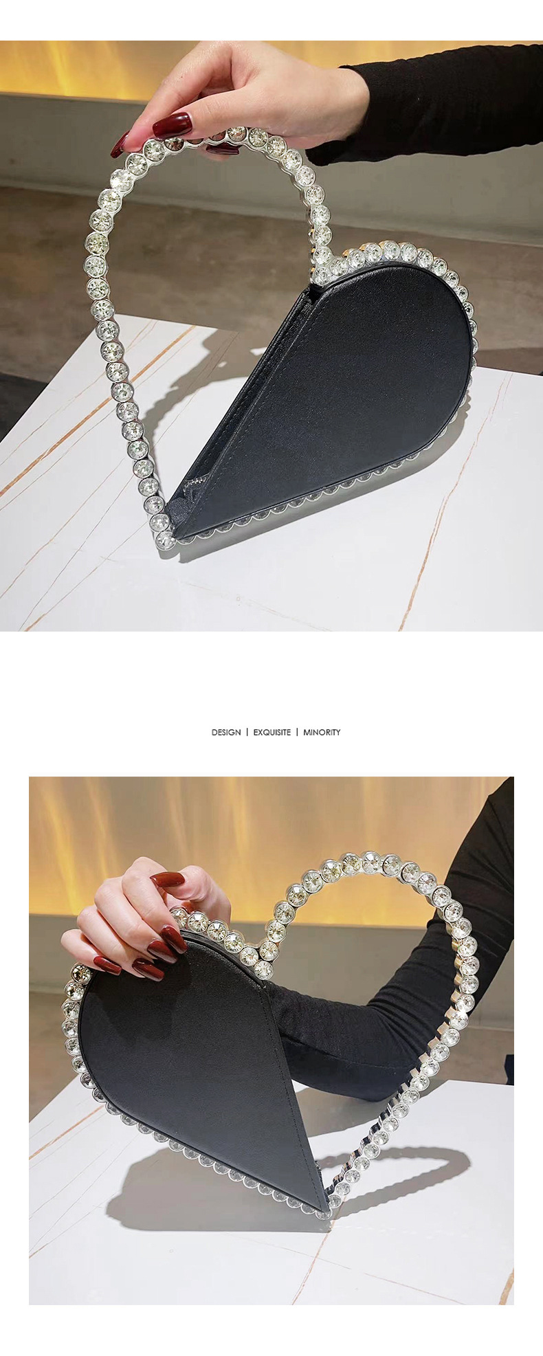 Free Shipping New Love Series Women's Designer Bag Inlaid With Diamonds Love Handbag Internet Celebrity Same Style Wallet High-quality Dinner Dre