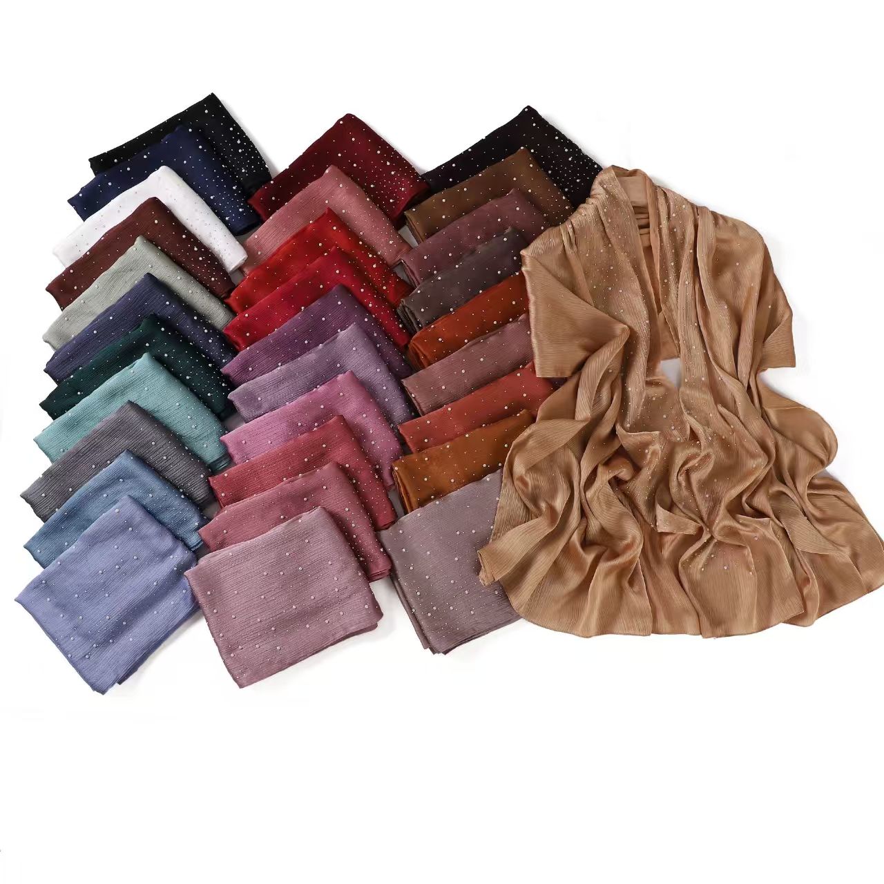 T662 New Silk Bright Smooth Crepe Porcelain Hot Diamond Scarf
