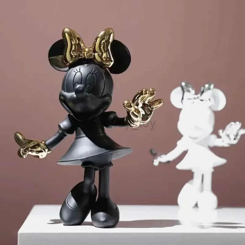 Disney 2025 20-30cm Minnie Mouse Drcor Figure Resin Statue Anime Figures Simple Modern Collection Dolls Fashion Toys Living Room Deco Y250509