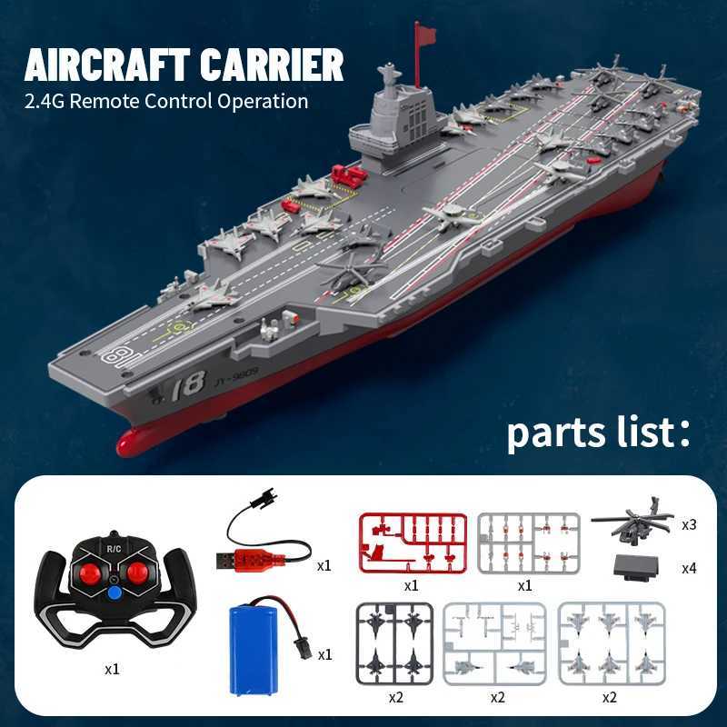 2.4G RC Boat Remote Control Battleship Boat Dual Motor Auto Water Sensor RC Aircraft Carrier Boat Toys Gift for Kids Boys X250509