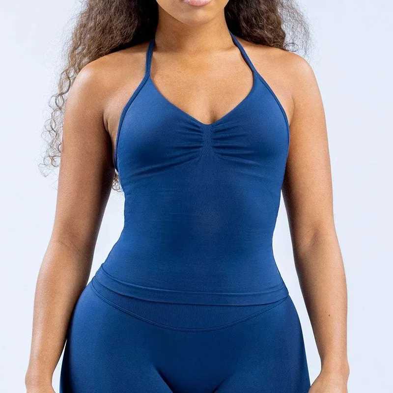 Gym Beautiful Open Bra Running Workout Halter Impact Longline Strappy Top Sports Yoga Vest Womens Fit Tank TopXJ250509