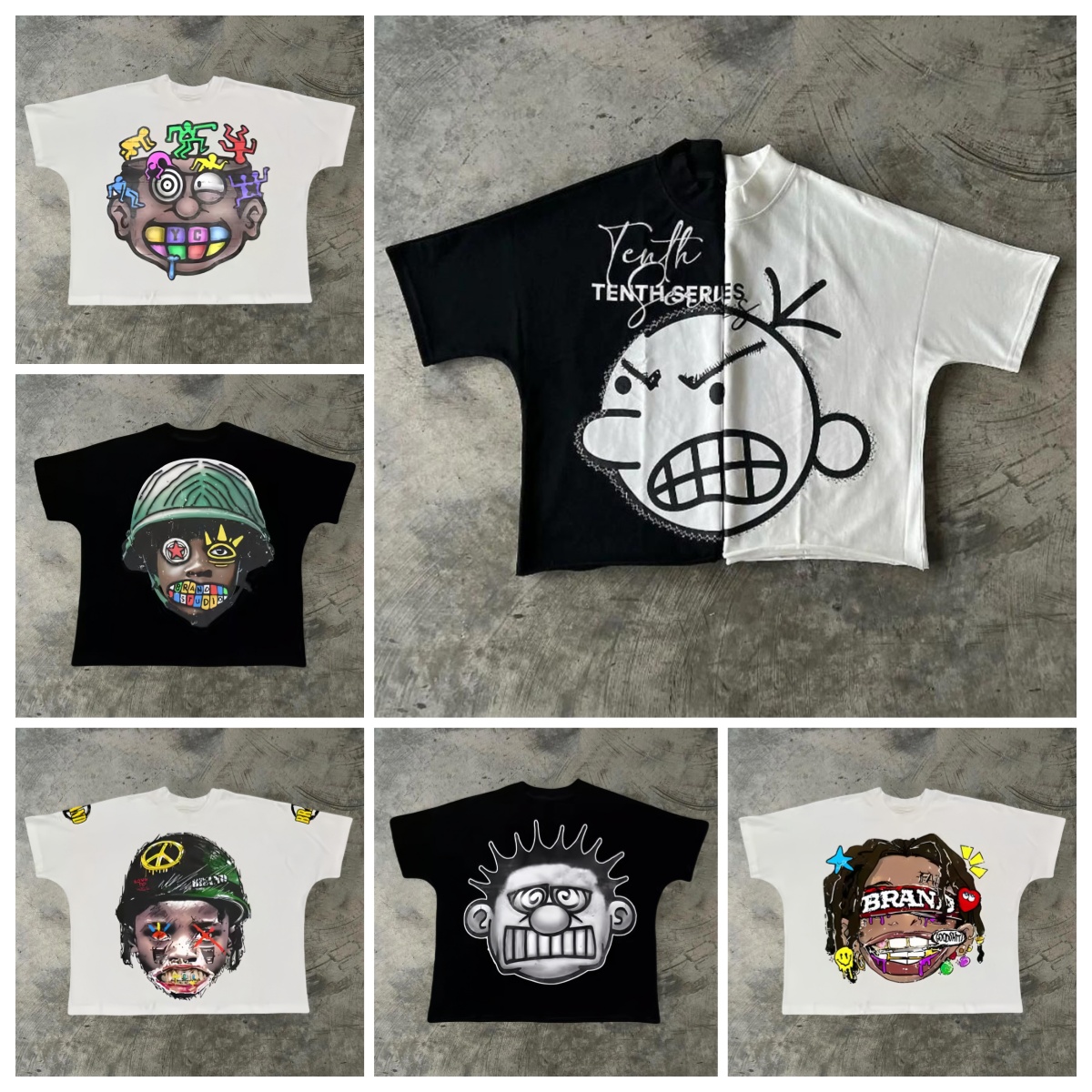 Designer Men's T Shirts Y2K Shirt Summer Streetwear Harajuku Hip Hop Letter Cartoon Graphic Print Oversized Tshirt Round Neck Cotton Short Sleeve