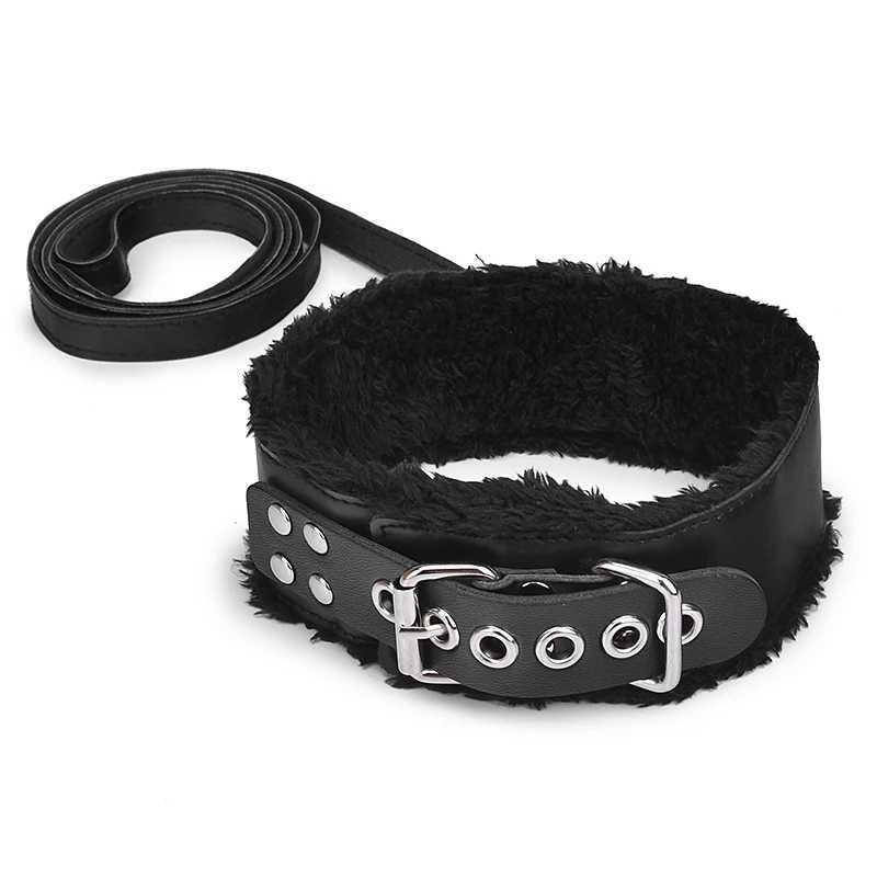 Bdsm Collar Leather And Leash Plush Fetish Bondage Sex Necklace SM Toys Restraints Sex Toys For Adults Women Men Couples Games W250509