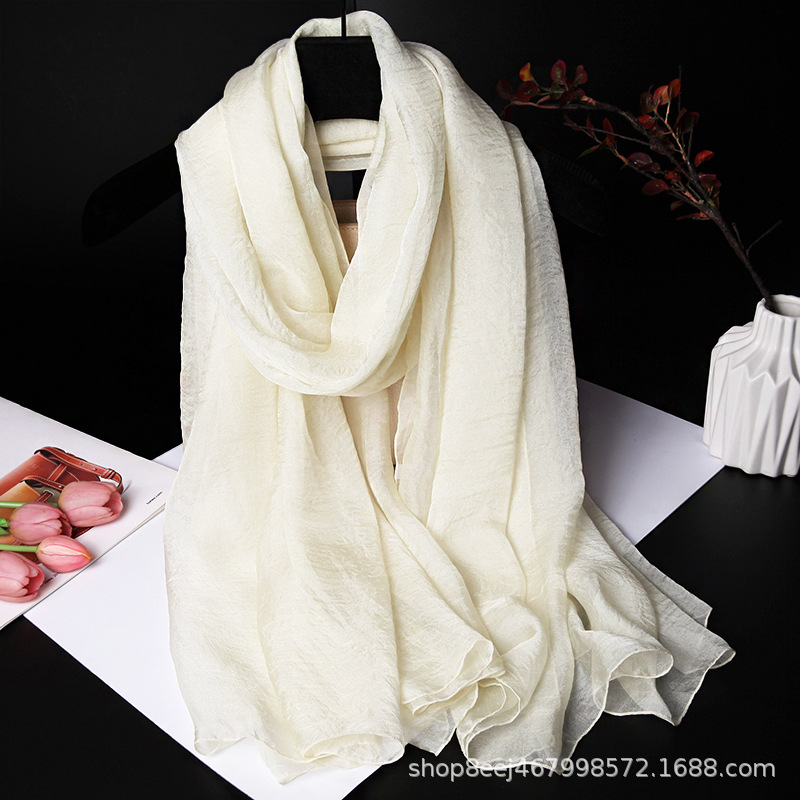 K669 Bright rose red silk scarf for women, travel vacation photo shawl, beach sunshade, windproof and sun-proof beach towel