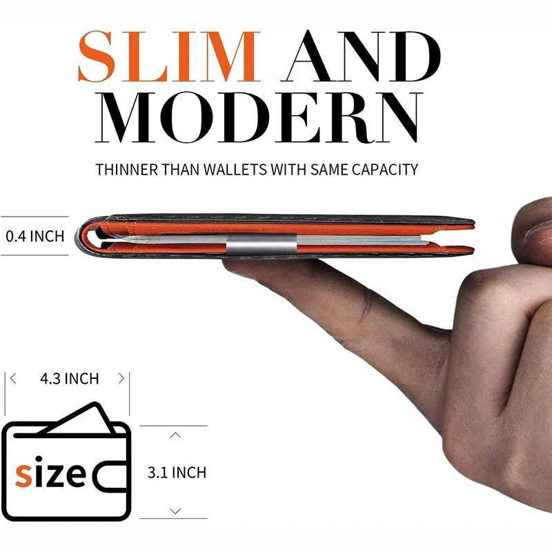 PT033,Ultra thin leather mens wallet RFID blocking front pocket double folding card holder Z250509