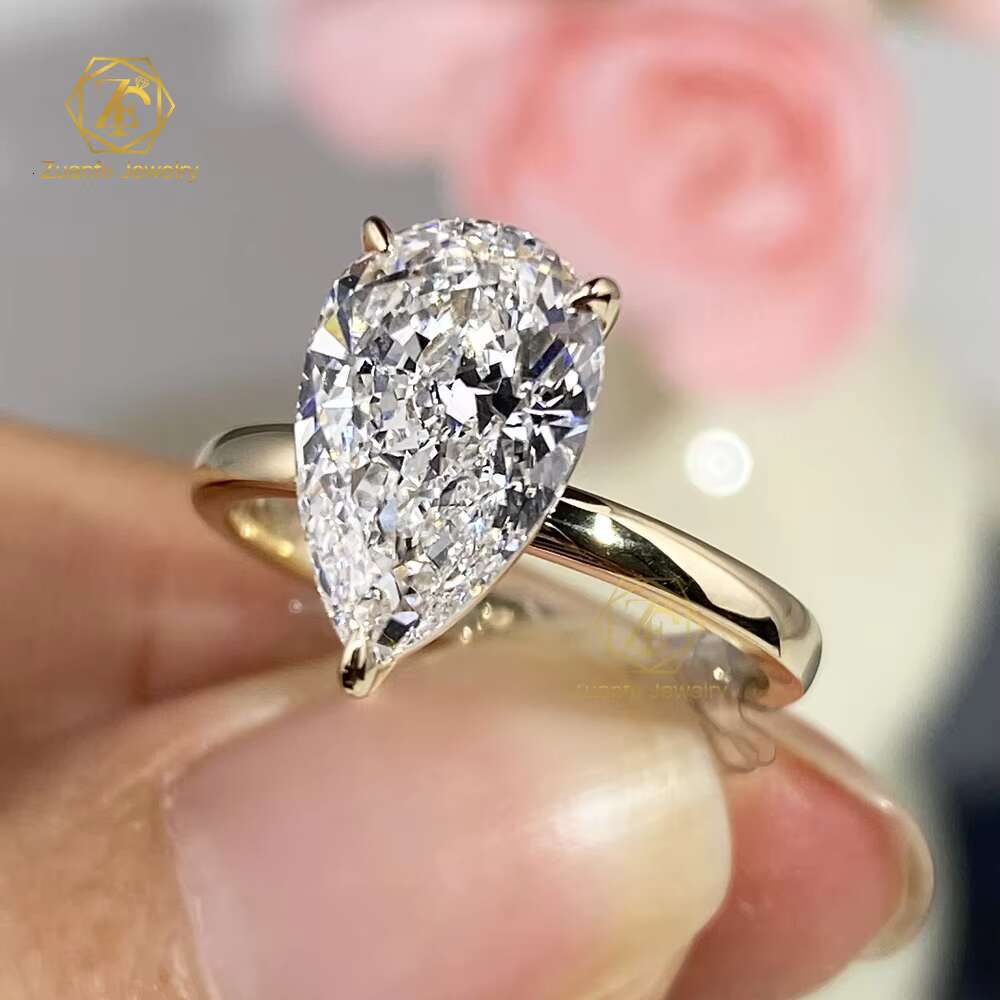 IGI GIA Certified HPHT CVD D VVS1 Lab Grown Pear Cut Diamond 1CT 2CT 3CT 14K 18K Solid Gold Jewelry Engagement Ring Women