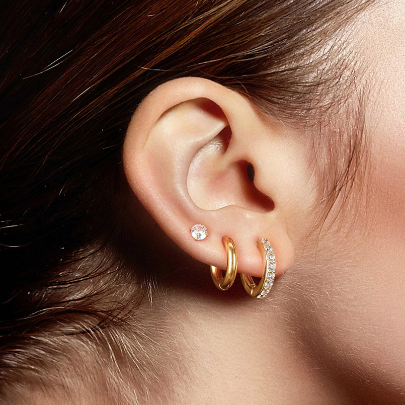 TUPMI Hypoallergenic Surgical Steel Earrings for Sensitive Ears 14K Gold Flat Back Earrings for Women Men Small Flatback Stud Hoop Cartilage Earring S