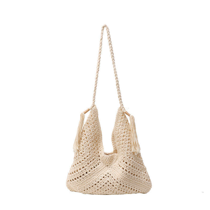 Beach Bag New Woven Drawstring Shoulder With Large Capacity Hollow Out Personalized Temperament Handbag For Vacation Fashion Beach Bag KQ
